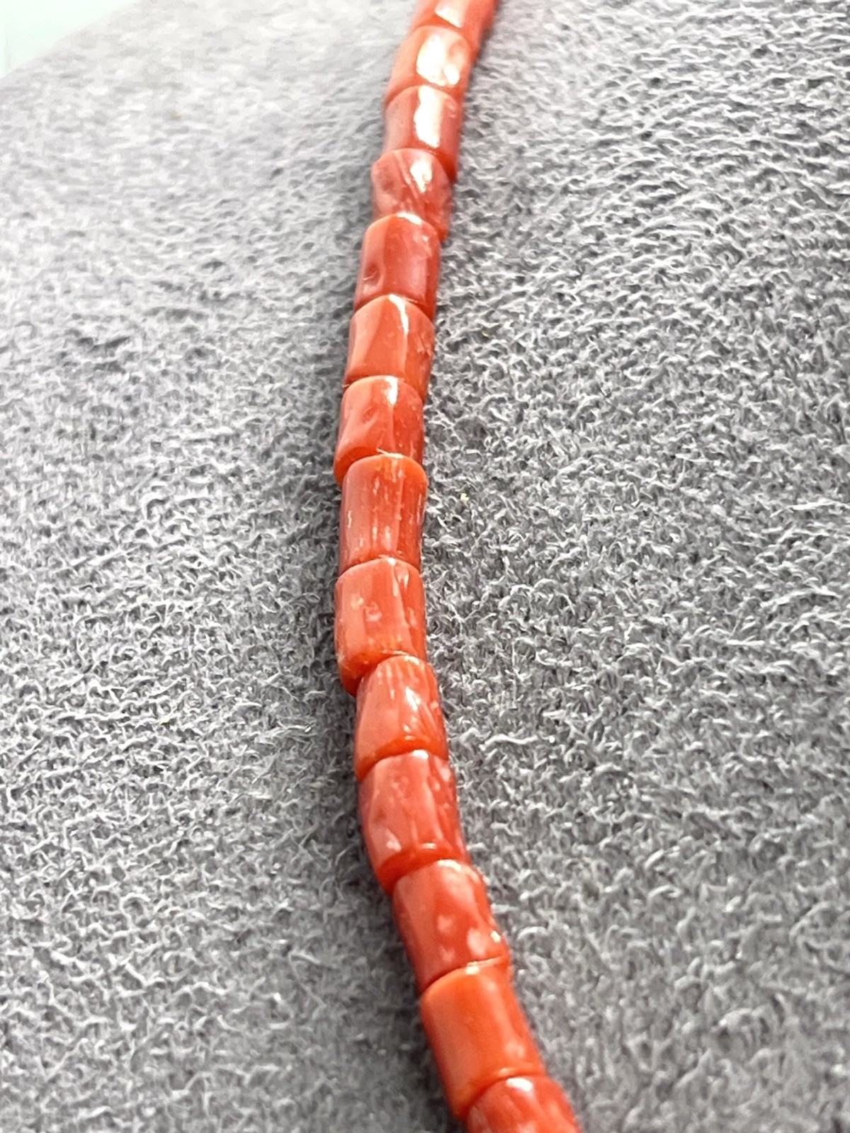 Natural Mediterranean Red Coral Necklace-46cm-5mm Cans-925 Silver