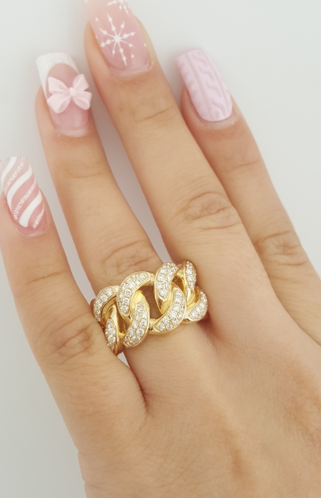 Diamond Cuban Link Gent’s Ring 1.3 ct 14k Yellow Gold 8.8 Grams
