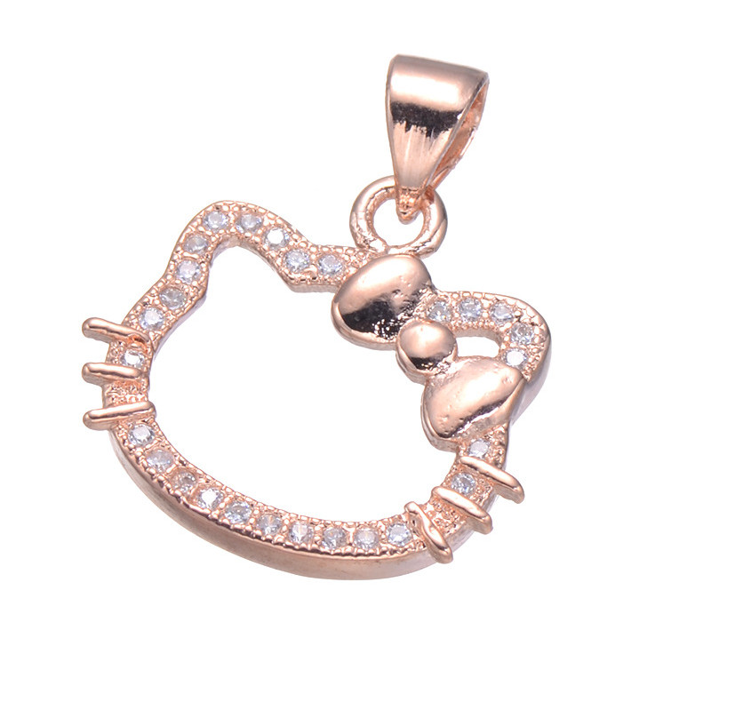2Pcs Bow Cat Face Pave Cubic Zirconia Gold Plated Pendant Bracelet Charm DIY J8