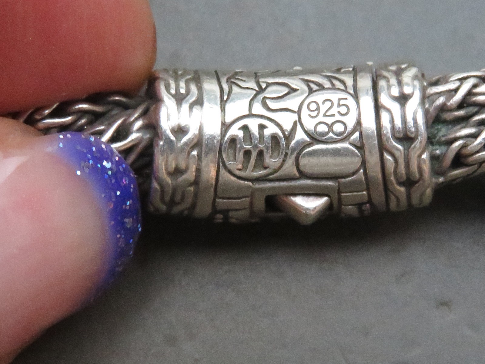 Vintage John Hardy Sterling Silver 925 Braided Chain Bracelet Push Lock Closure