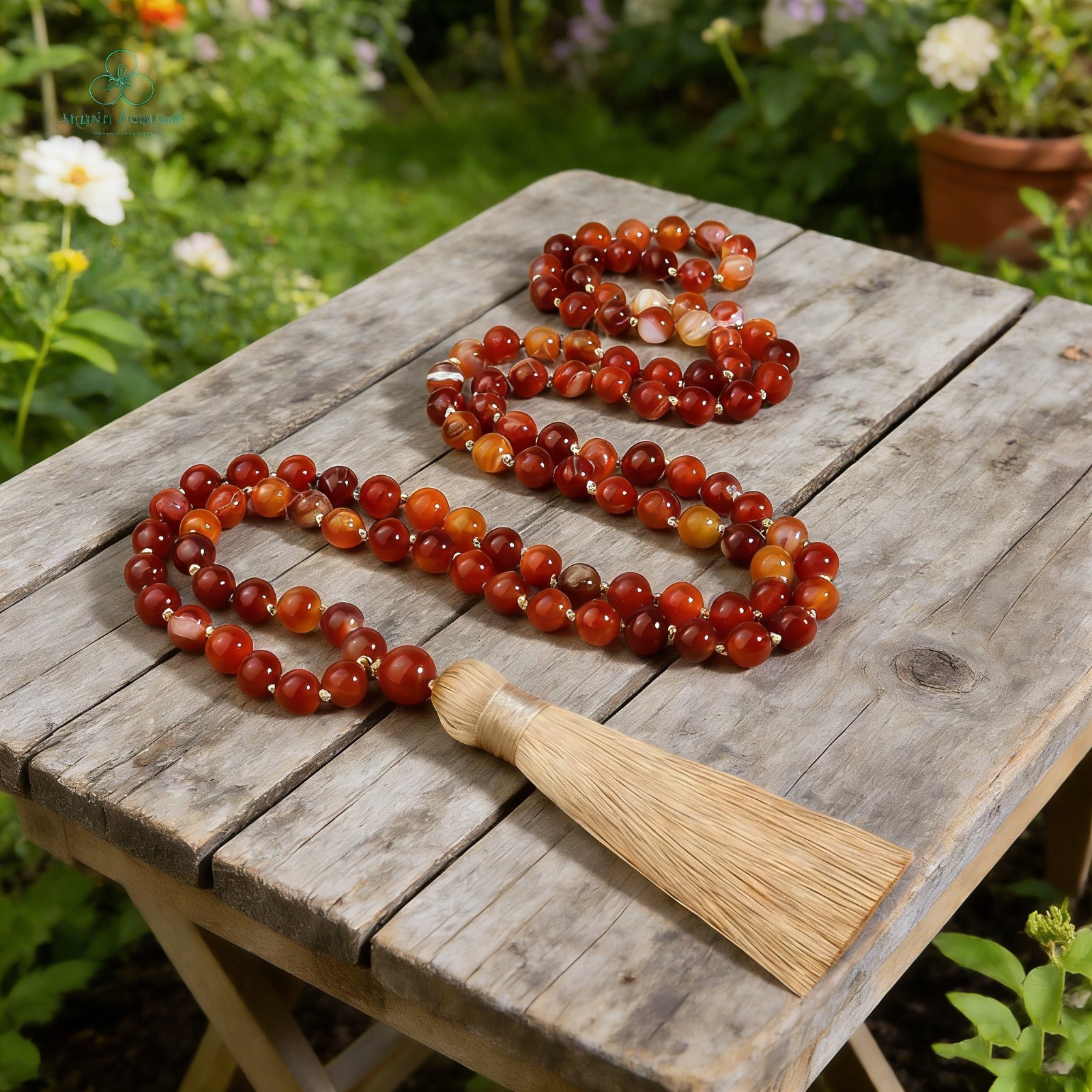 Natural Carnelian 108 Mala Prayer Bead Gemstone Crystal Tassel Necklace Bracelet