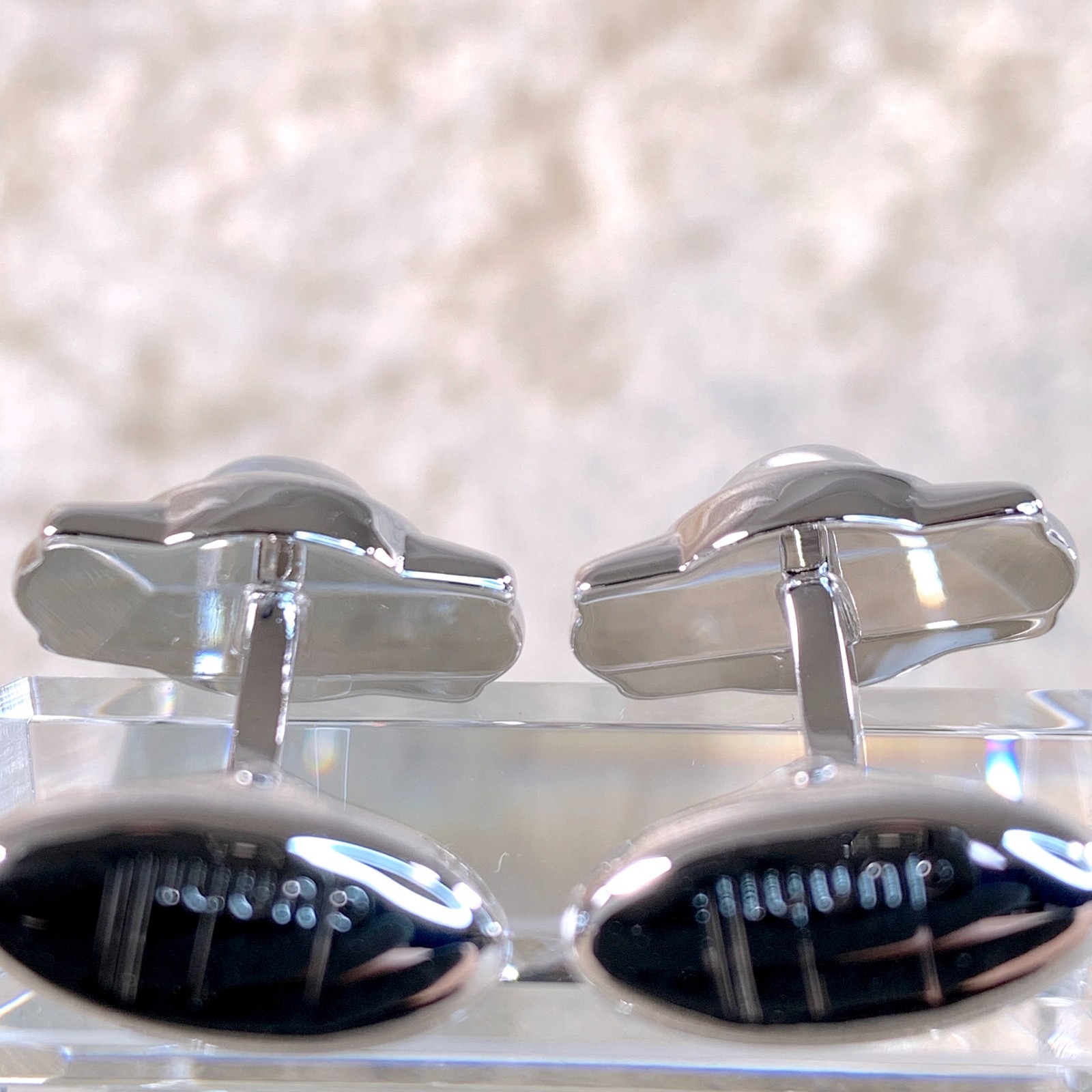 Alfred Dunhill Cufflinks Silver Moonstone with Case