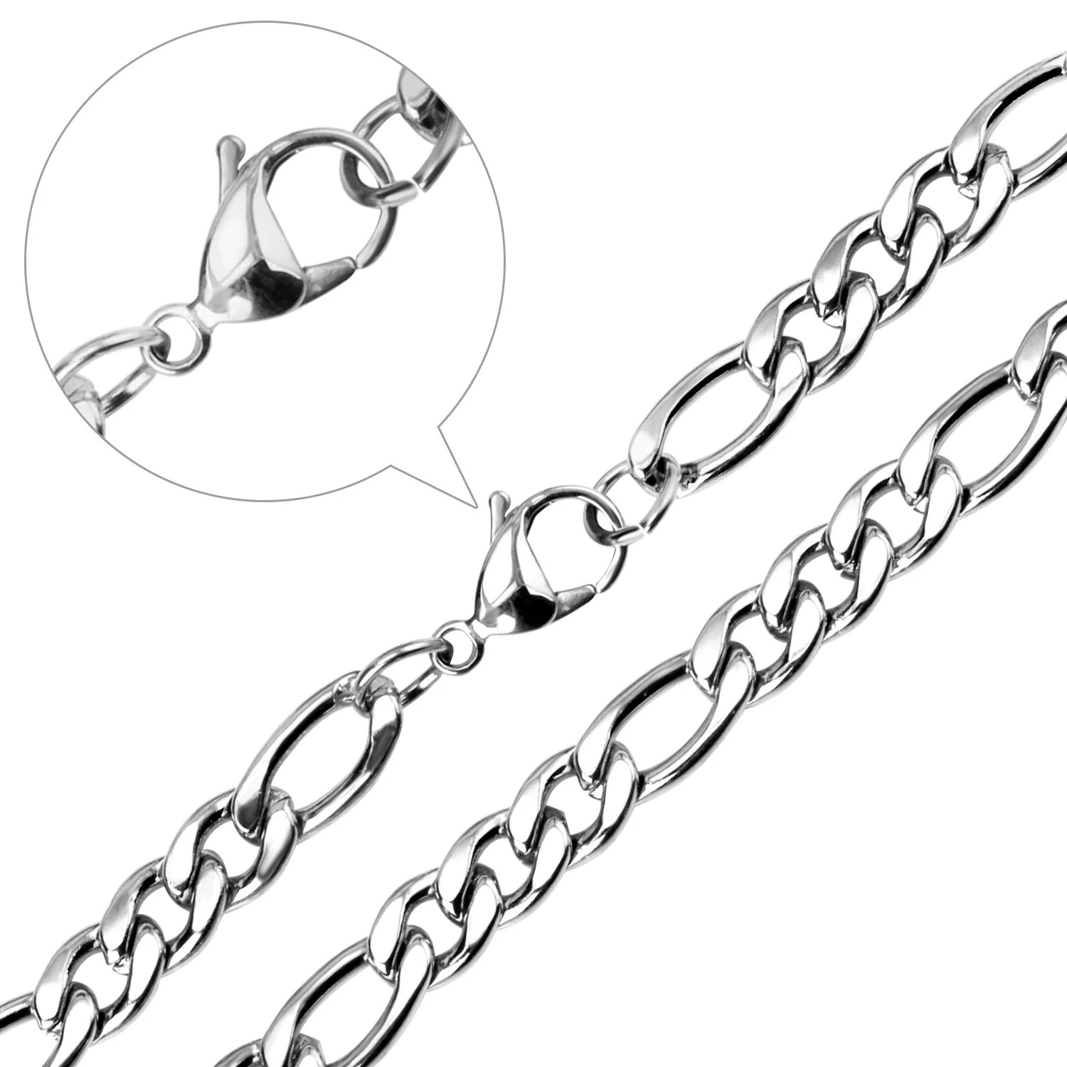 Chain Necklace Stainless Steel Gold Color Figaro Cuban Link Chain Neck Jewelry