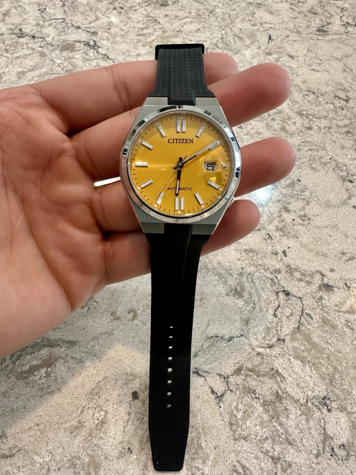 Citizen Tsuyosa Automatic Watch Yellow Dial, 40mm, NJ0150-56Z WITH RUBBER STRAP