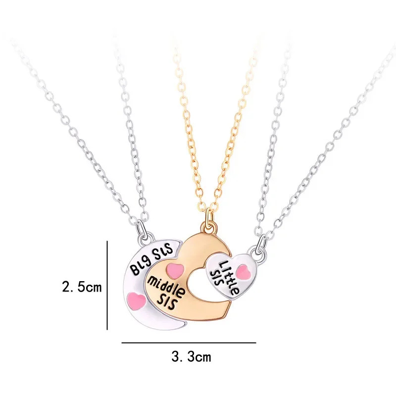 Sun Moon Star Necklace 3Pcs Friendship Pendant Jewelry for Best Friends Couple