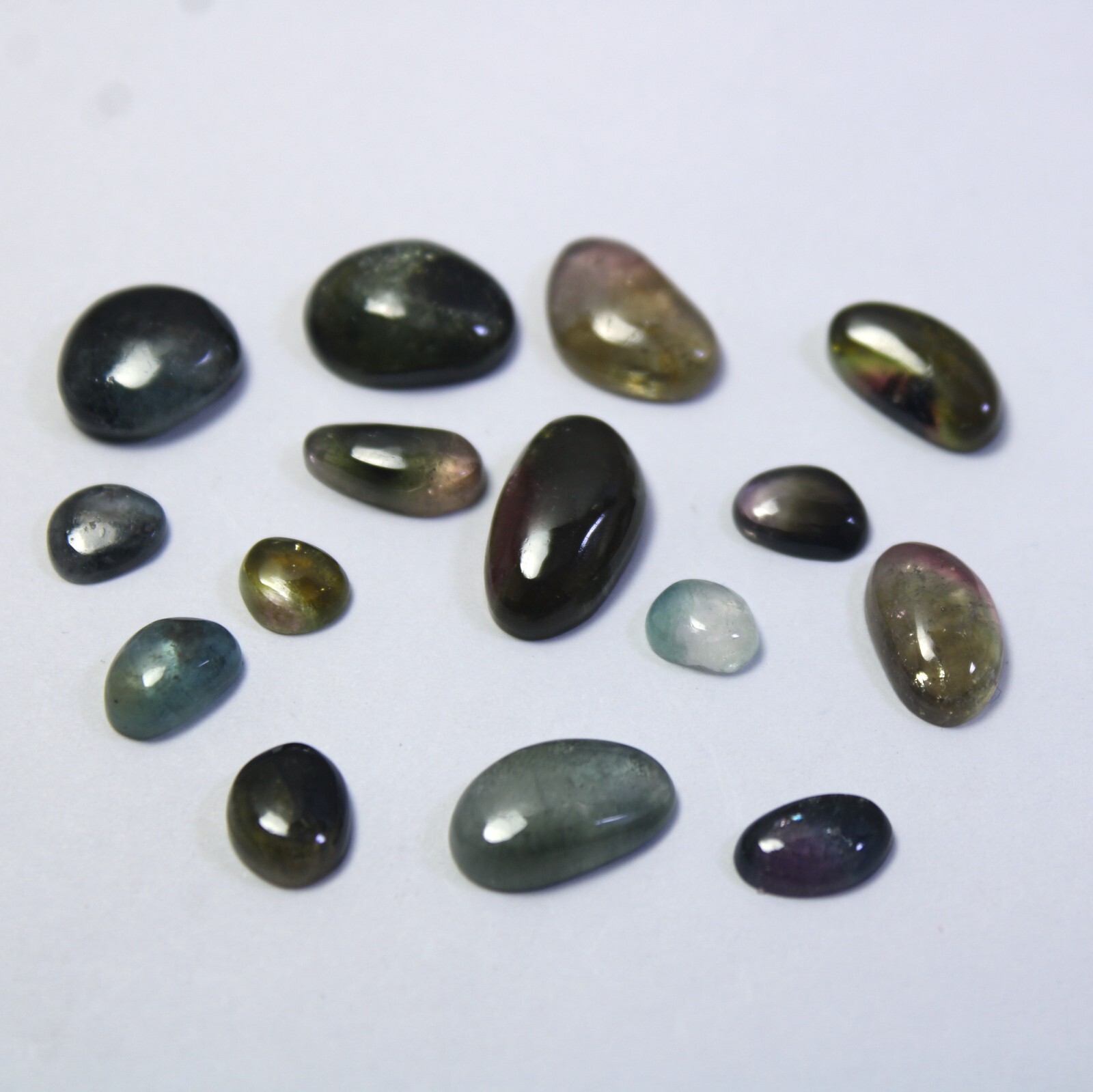 31 Carat Natural Watermelon Bi-Color Smooth Tourmaline Slice 15 Piece Lot