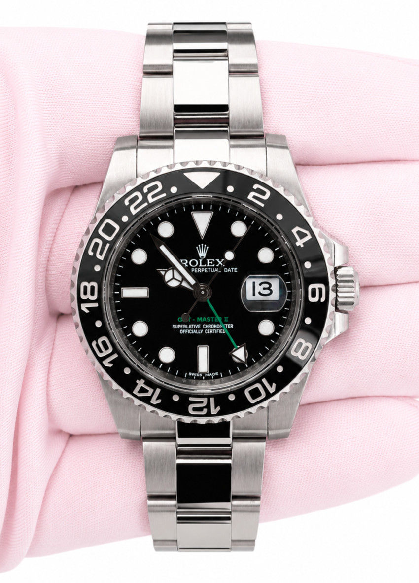 Rolex GMT-Master II 116710LN Silver Oyster Bracelet with Black Bezel Watch Only