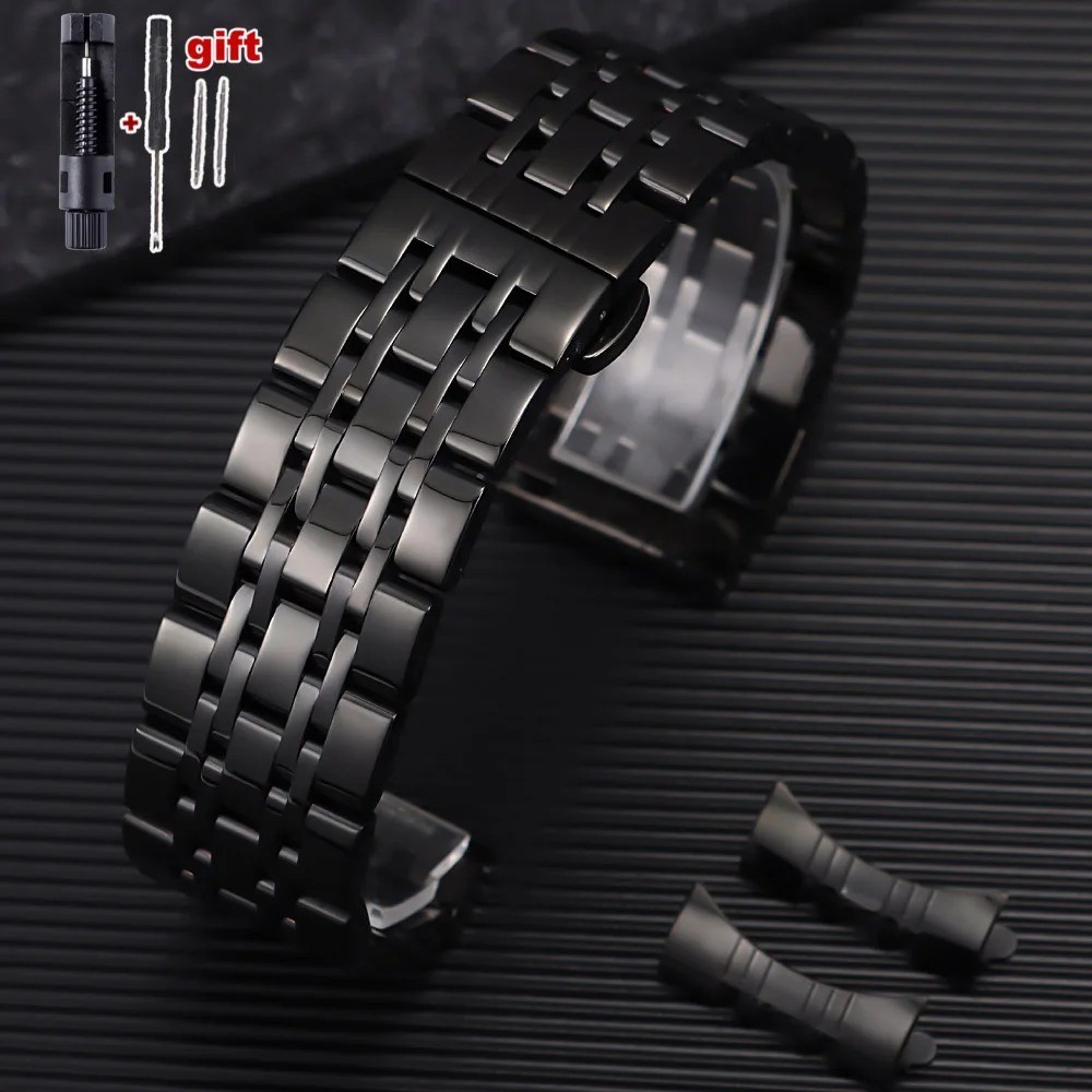 Curved End Watch Strap Bracelet Stainless Steel Band Metal Wristband Universal