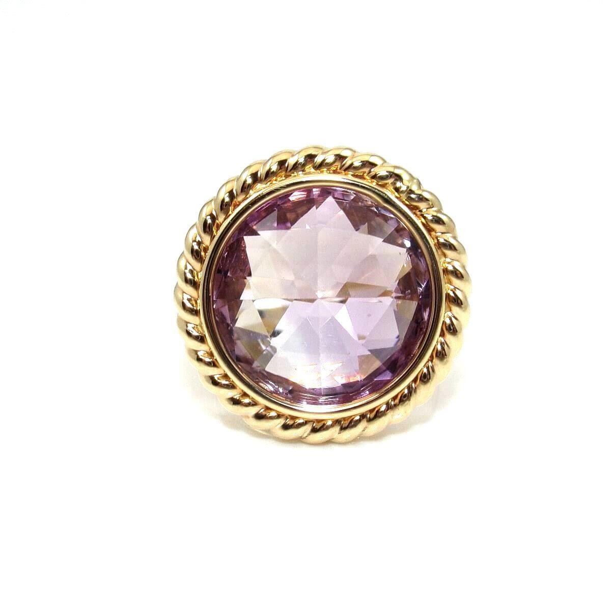Milor Italy 14K Yellow Gold Purple Amethyst Dome Cocktail Ring Size 7.5