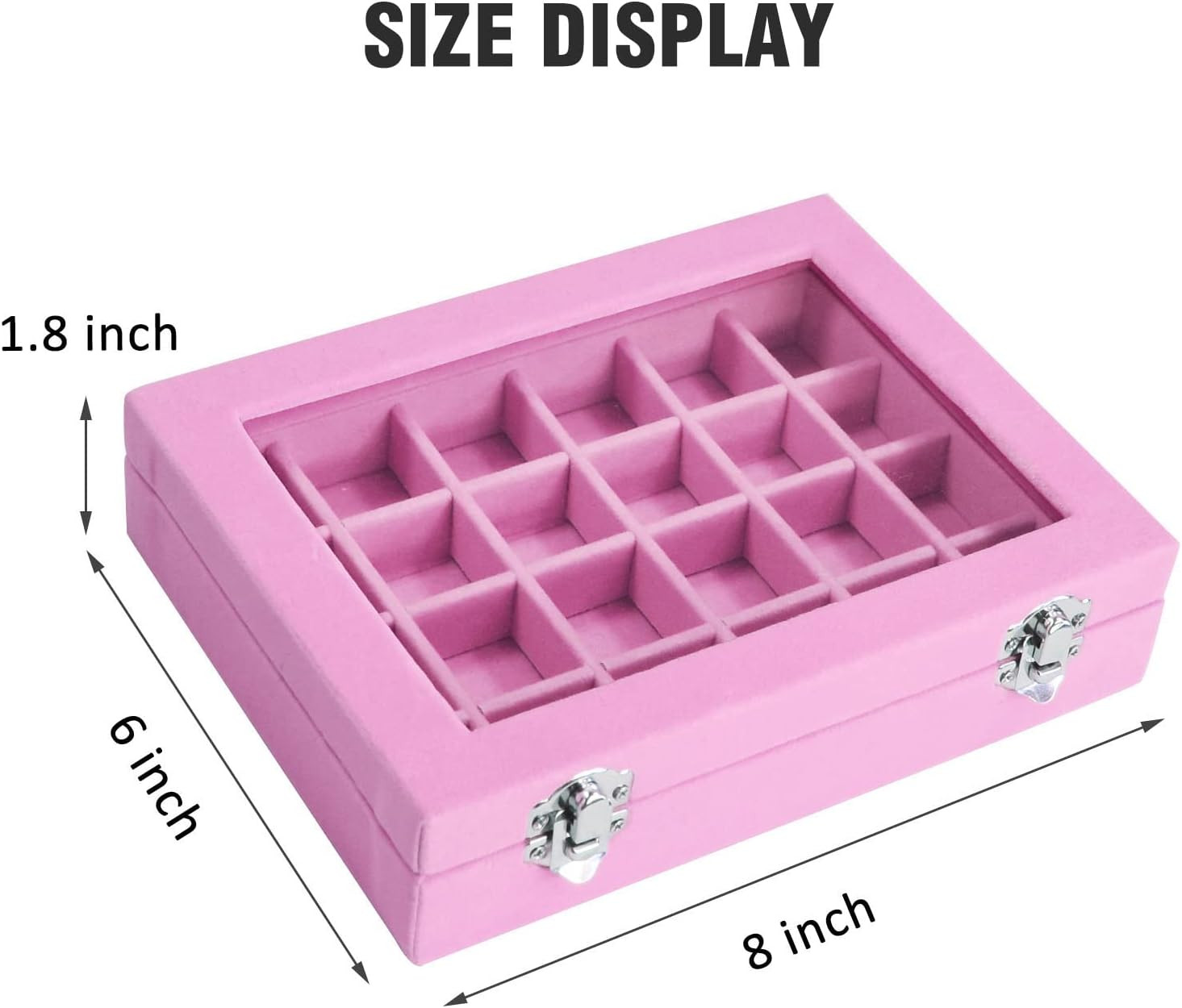 Velvet Jewelry Box 24 Grid Jewelry Ring Display Organiser Box Tray Holder Earrin