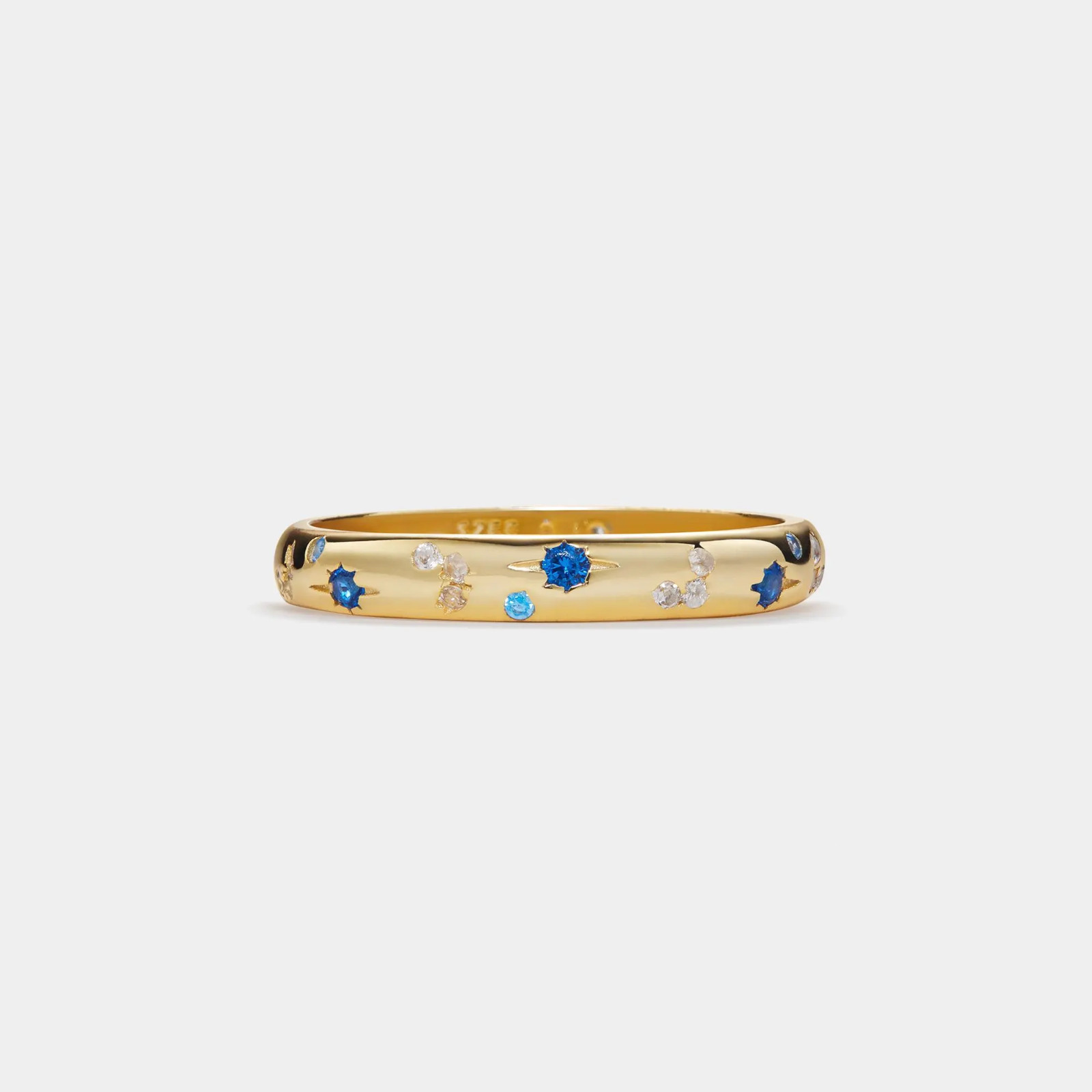 Blue Moon Star Stacking Band Ring in 925 Sterling Silver