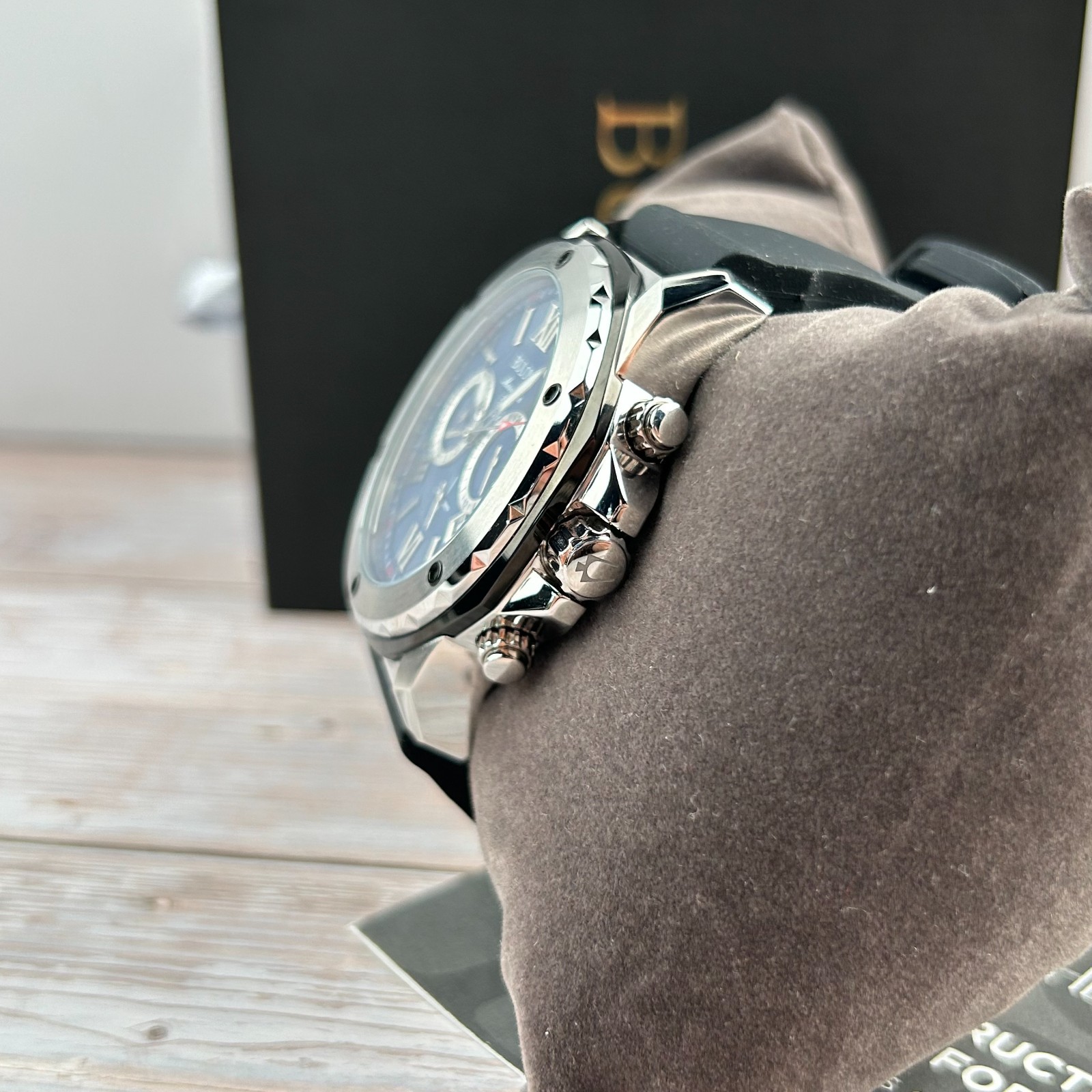 Bulova Marine Star A 98B258 Blue Dial Black Silicone Strap Men’s Quartz Watch