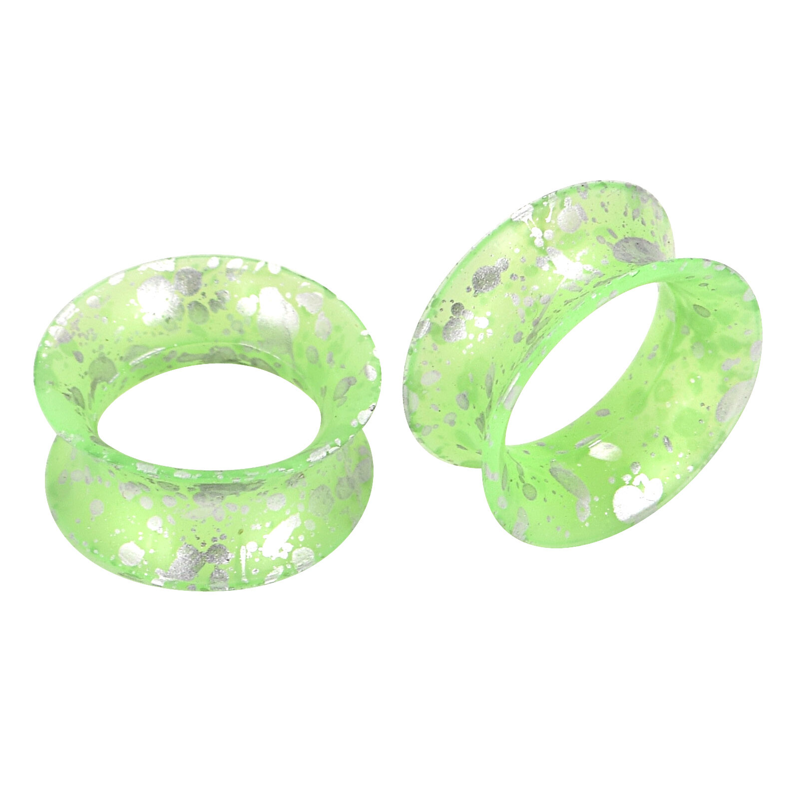 2PCS Soft Silicone with Silver Spots Ear Gauges Plugs Tunnels Expander 2g-3/4″