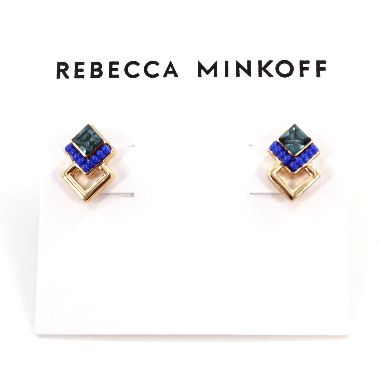 Rebecca Minkoff Gold Crystal Bead Stud Earrings $38 Tags #RM060