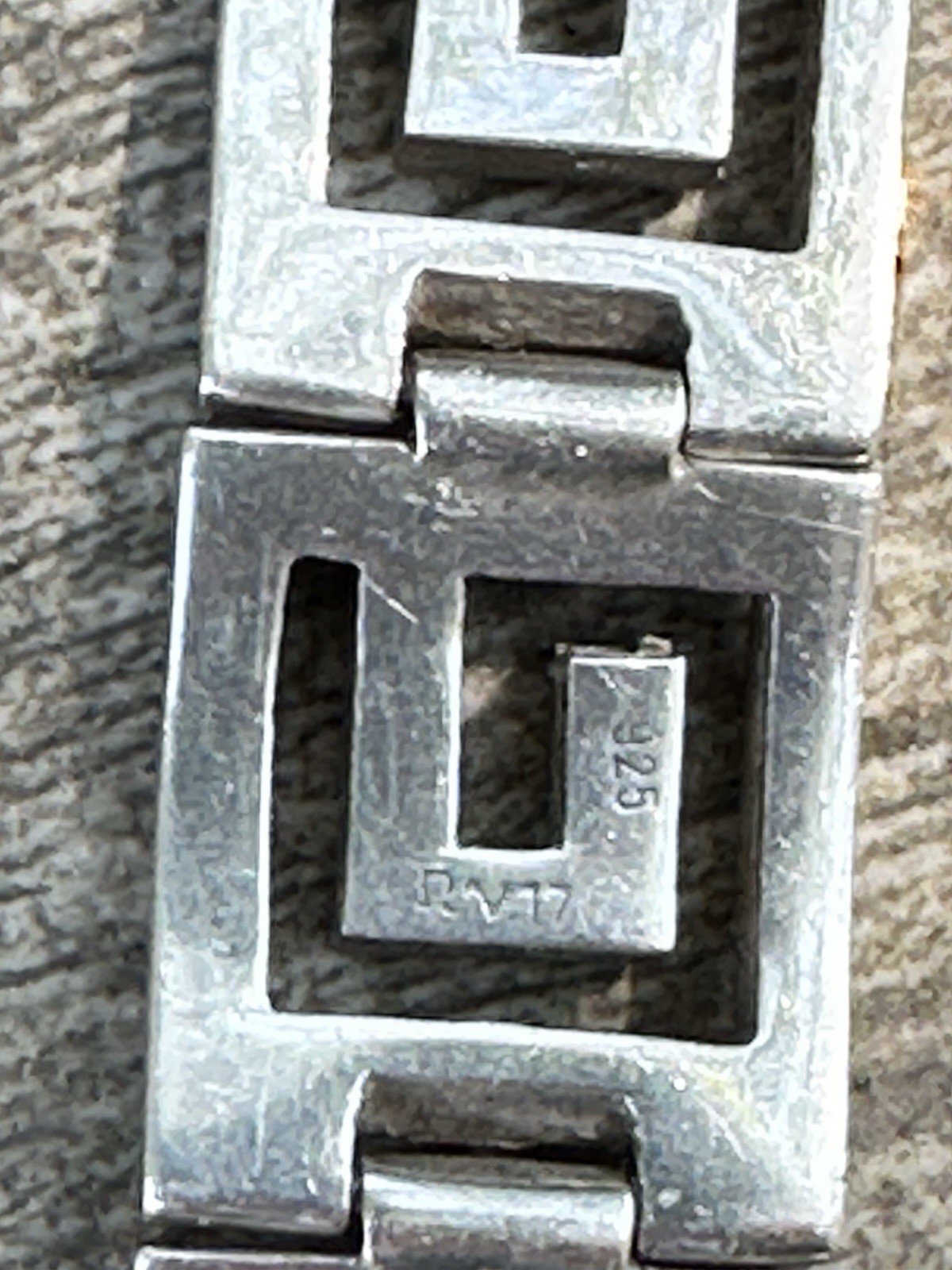 Greek Key Sterling Silver Bracelet 925 75/8″ long 48.8 grams Greek made