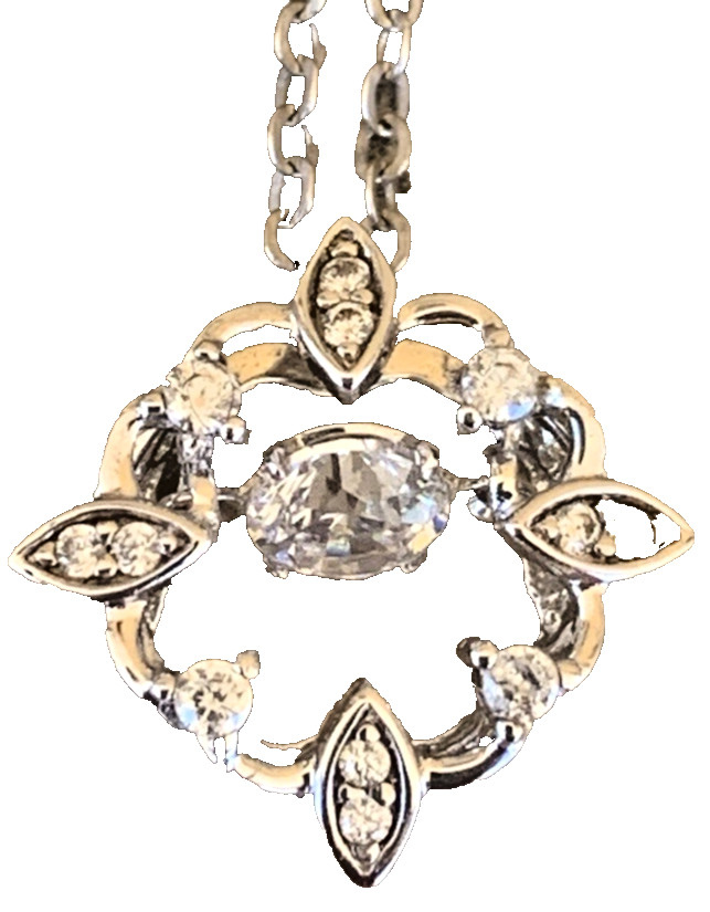 Gabriel & Co * Sterling Silver * Open Square w/Dancing Center CZ Stone Necklace