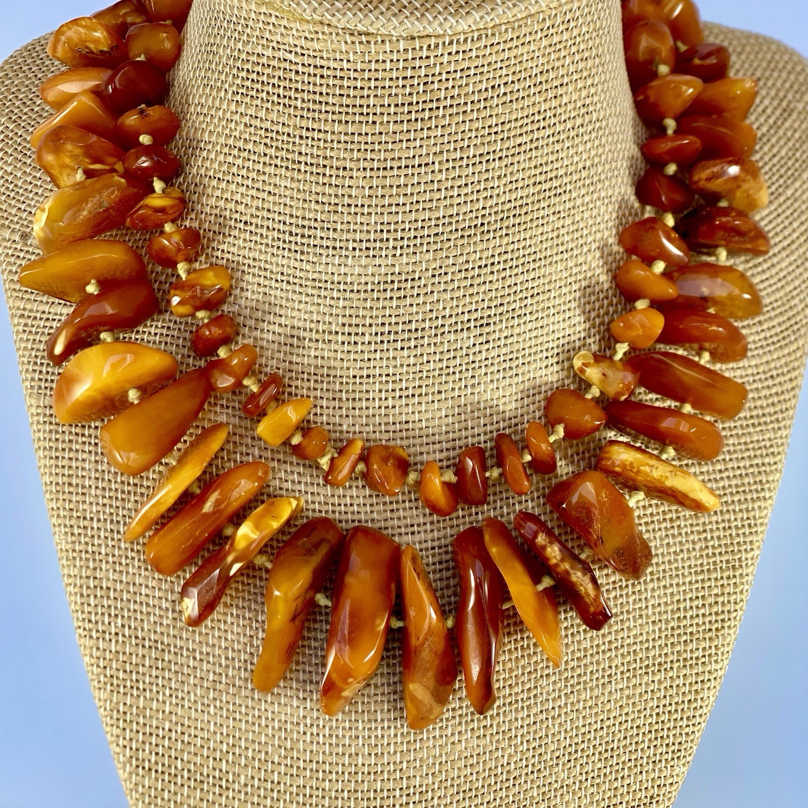 Vintage Natural Baltic Amber Necklace 30” Butterscotch Egg Yolk Nuggets 82g