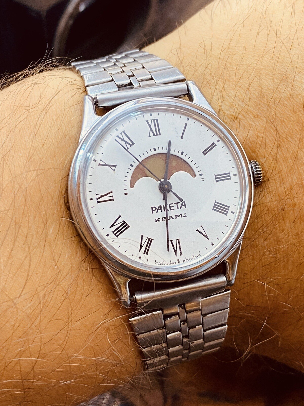 Watch Raketa 2359 Real Moon Phase Calendar watch vintage quartz mens #6458
