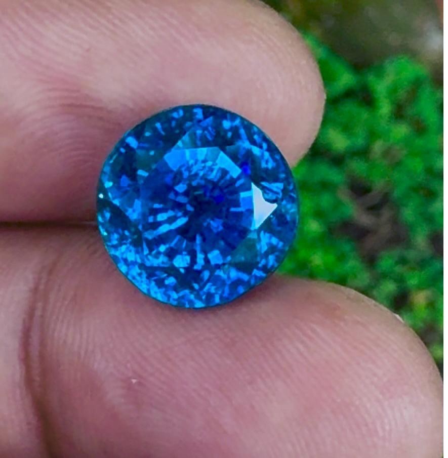 16.75ct Huge Unique Gorgeous Round 100% Natural Top Color Blue Zircon 12.4mm