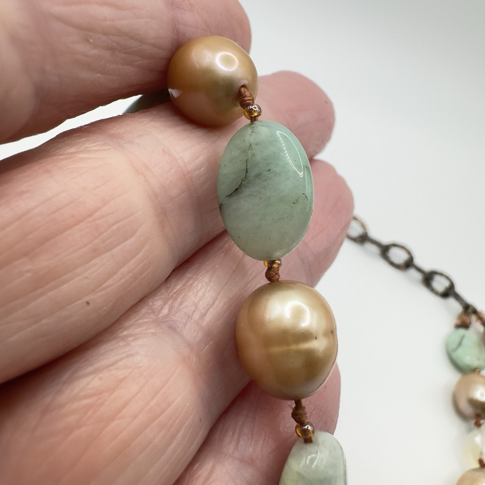 Pearl & Gemstone Necklace Double Strand Chunky Sterling Clasp Studio Stunning