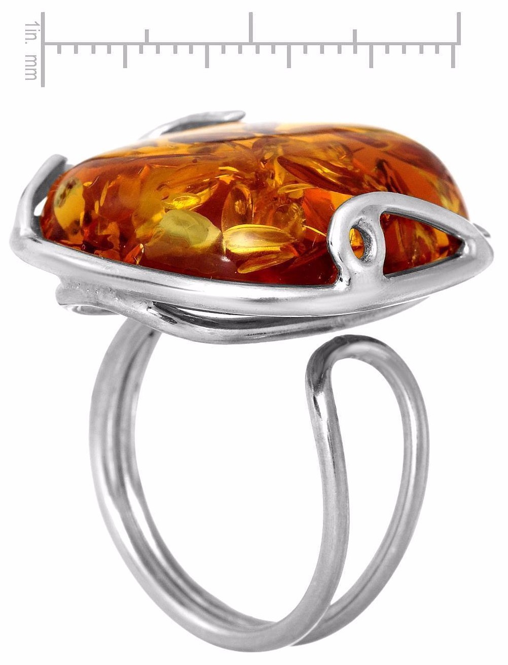 GENUINE HONEY YELLOW COLOR BALTIC AMBERS RING STERLING SILVER SZ 9 -ADJUSTABLE