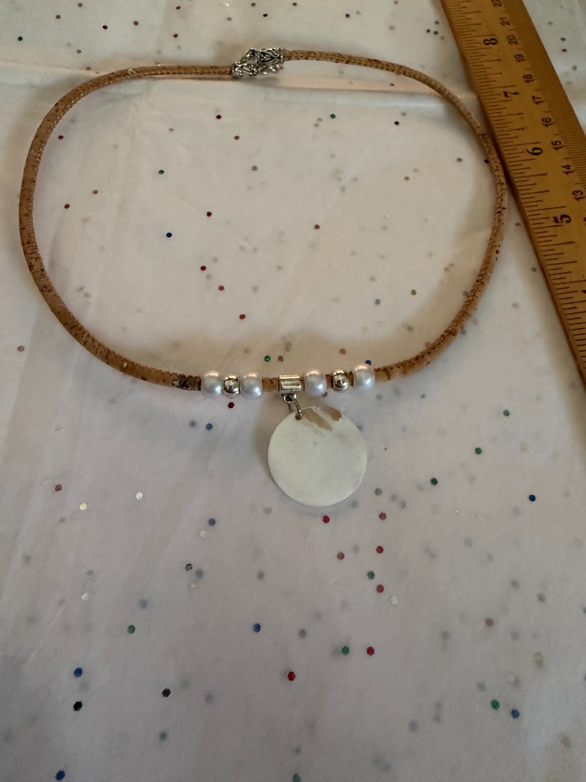 Heart of Viana Shell Pendant on Portuguese Cork Necklace 16 Inches Portugal