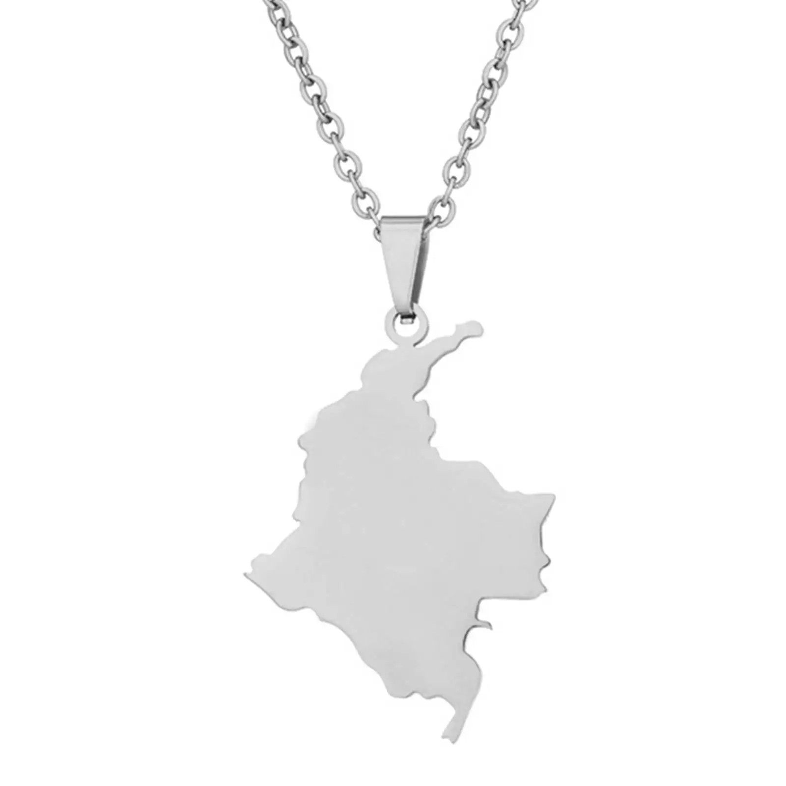 Colombia Map Pendant Necklace for Women Men Stainless Steel Jewelry Accessories