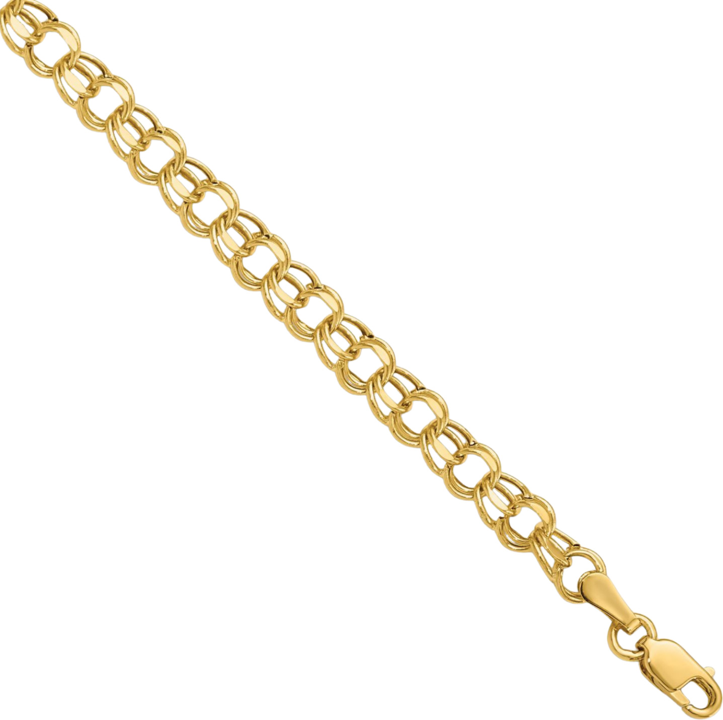 10K Yellow Gold 4.5mm Cable Chain Double Link Charm Bracelet