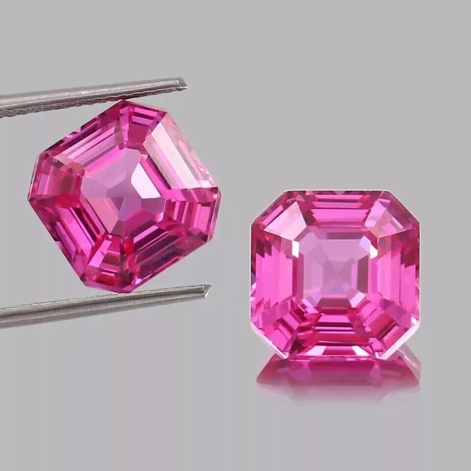 Flawless Natural Pink Sapphire Asscher 20 Ct 2 Pcs Pair Loose Gemstone Certified