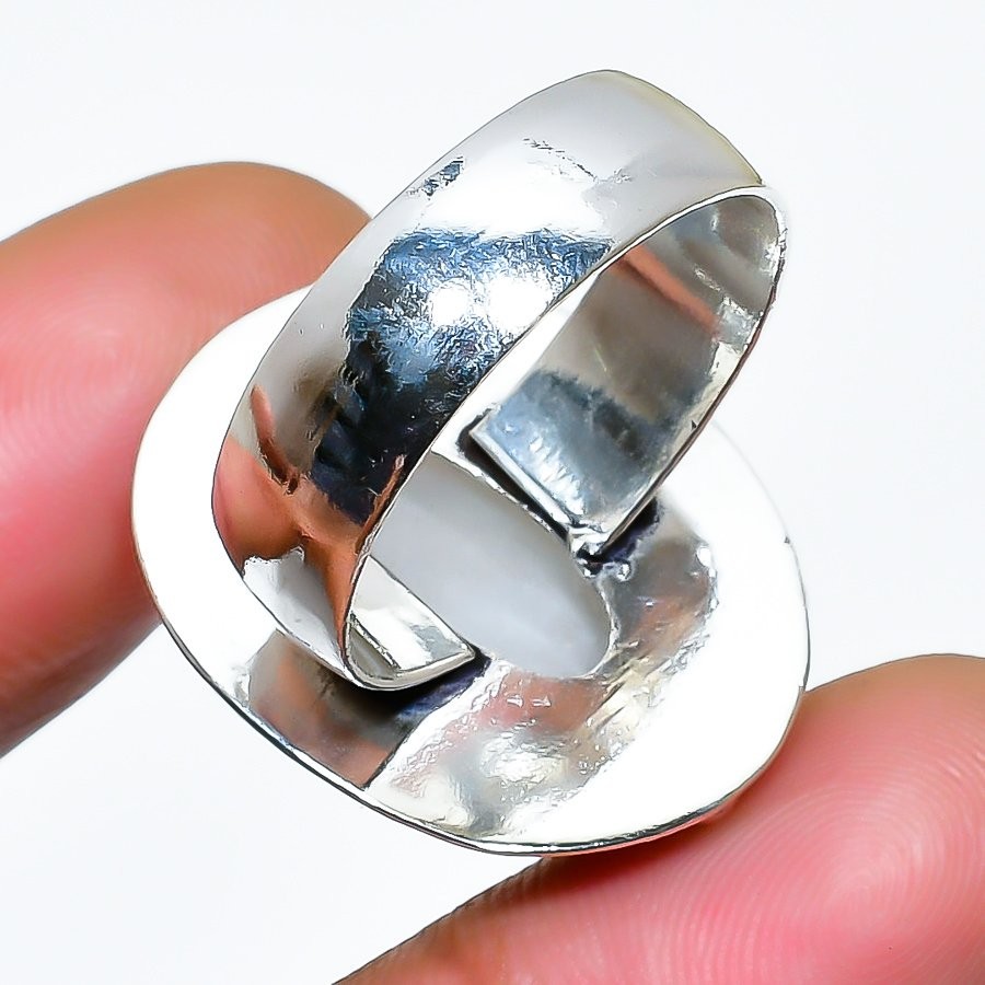 Rainbow Moonstone Gemstone 925 Sterling Silver Jewelry Ring Size 10.5
