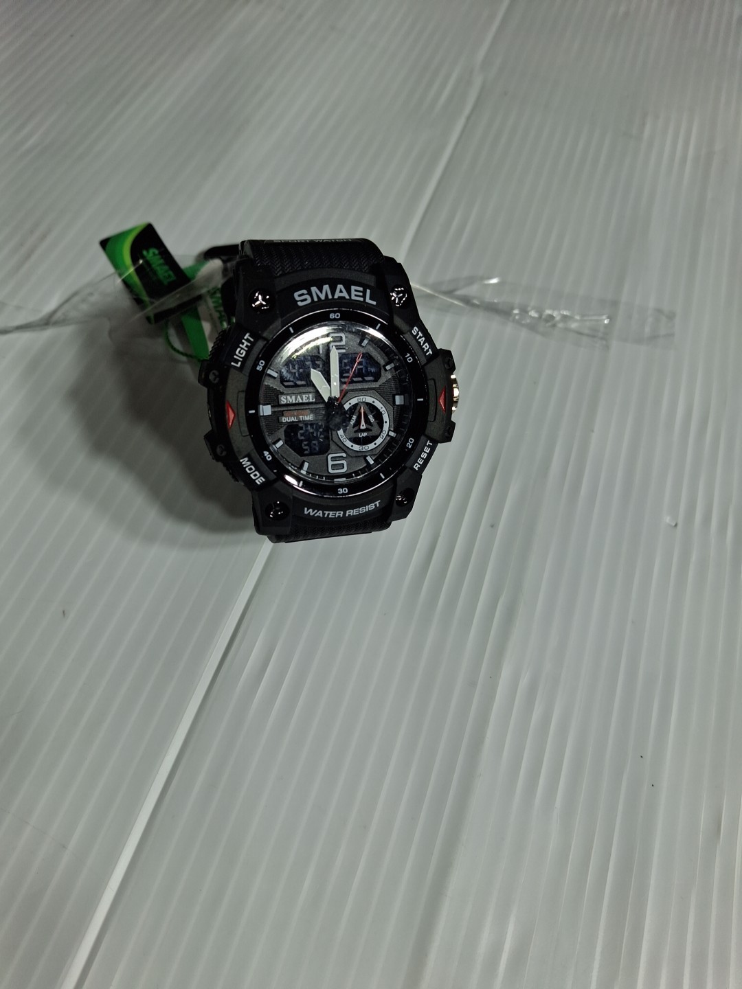 smael mens sport watch dual display lid waterproof 5bar black with box