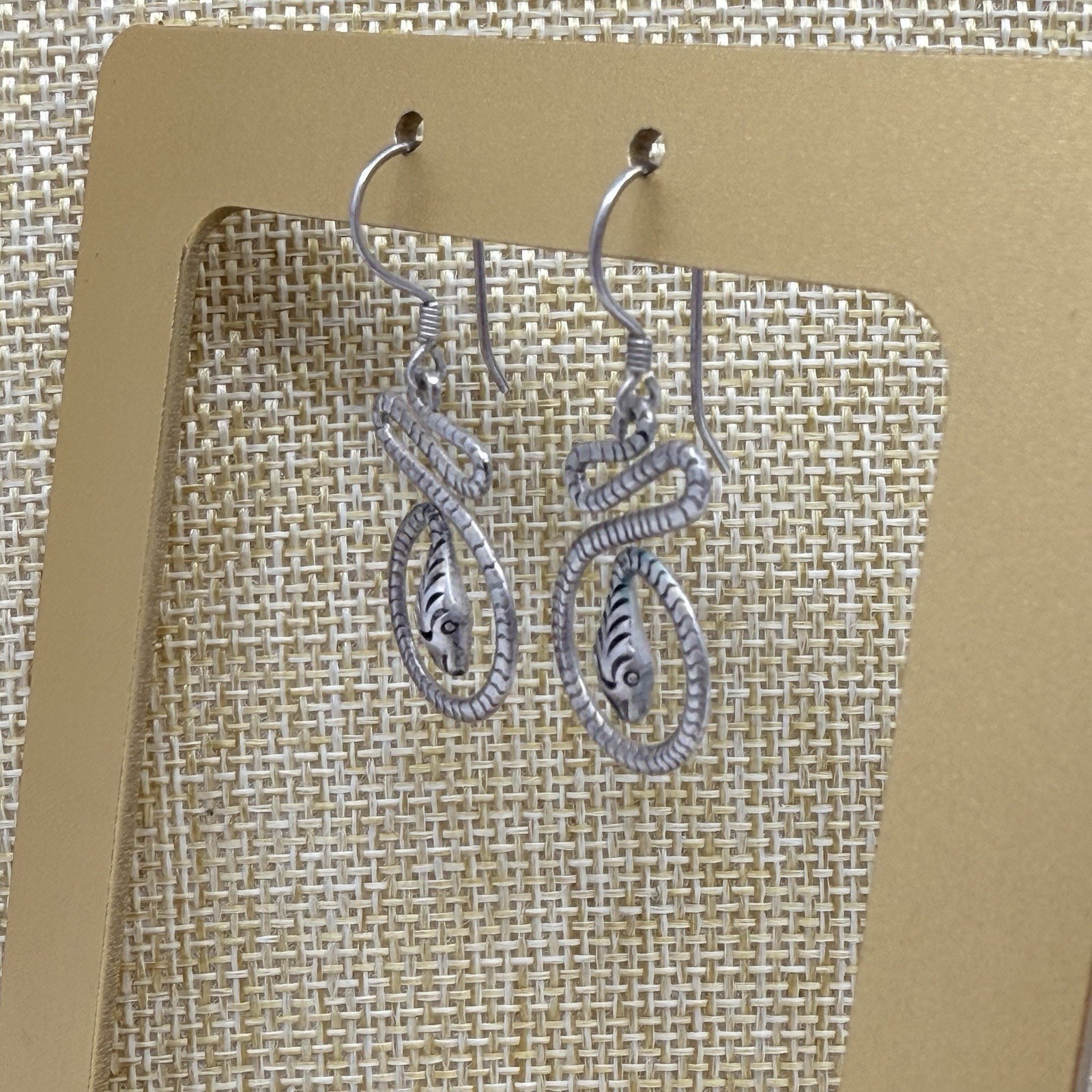 Vintage 925 Sterling Snake Serpent Gothic Dangle Earrings 3.2 grams
