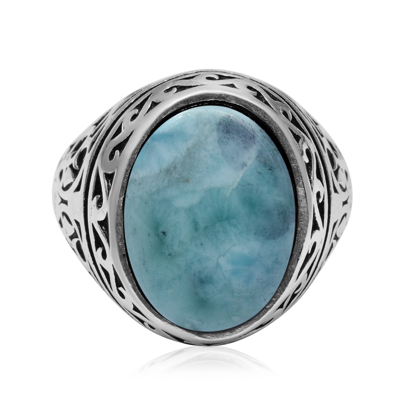 Larimar Ethnic Gemstone Durr Al Najaf Ottoman Arabic Style Jewelry Ring All Size