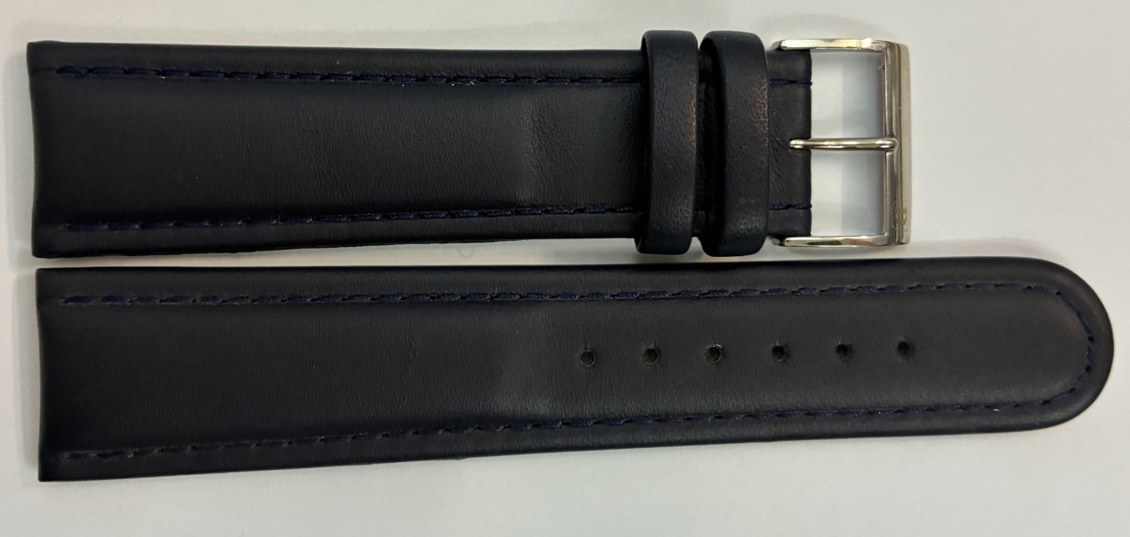 22 Mm Mühle Glashütte Genuine Leather Watch Band Dark Blue Buckle Without Logo