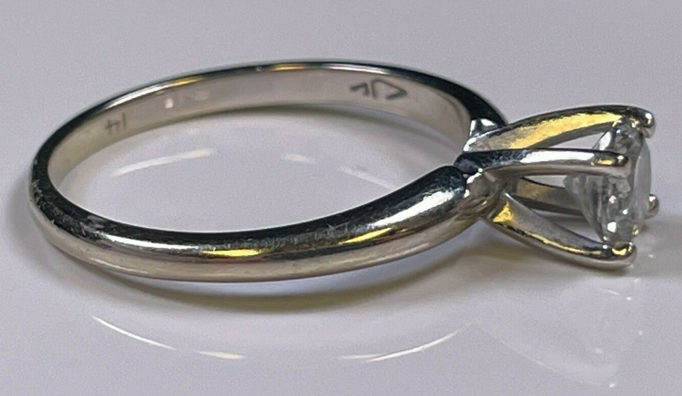 14k White Gold 0.49ct H/I2 Round Solitaire Engagement Ring Size 5.25 IGI (R214)
