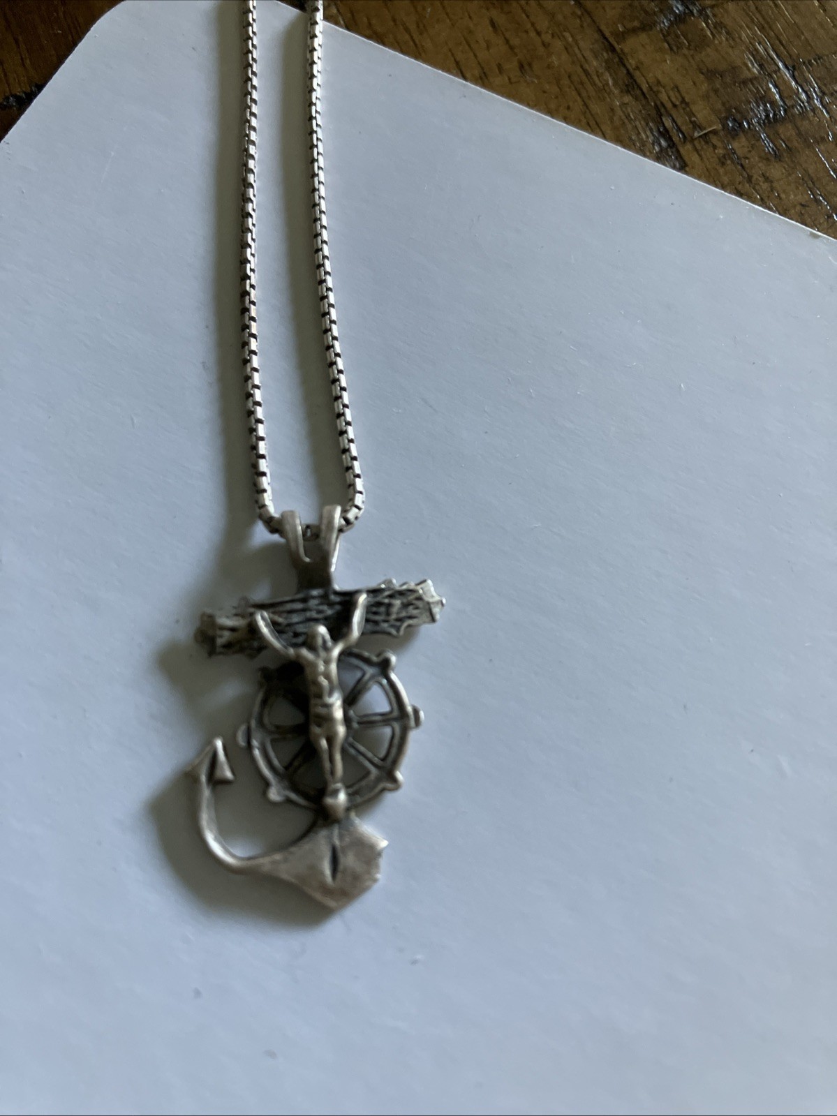 Sterling Silver Chain With nautical religious Charm