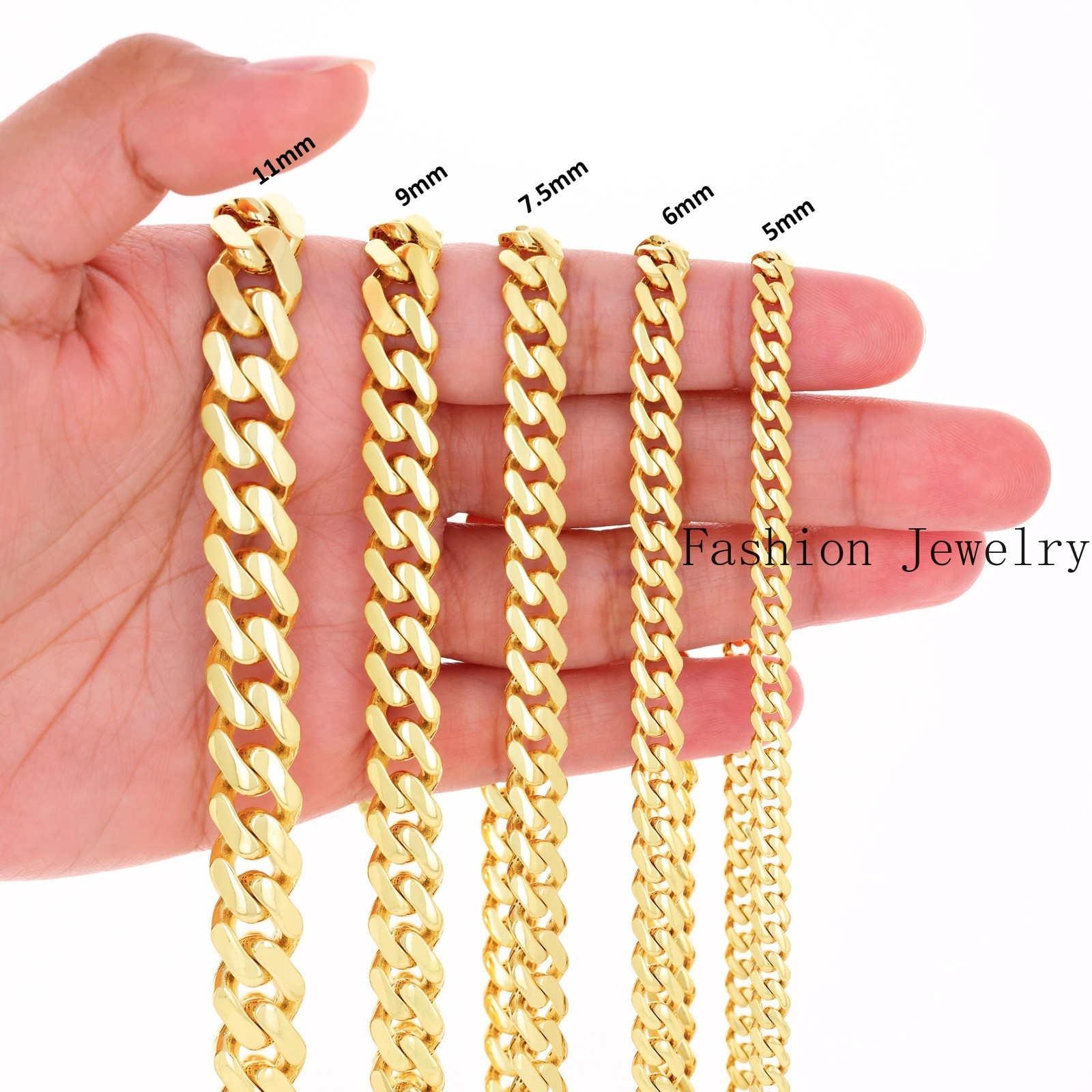 10K Yellow Gold Miami Cuban Royal Monaco Chain 5mm-20mm Necklace Bracelet 6″-30″