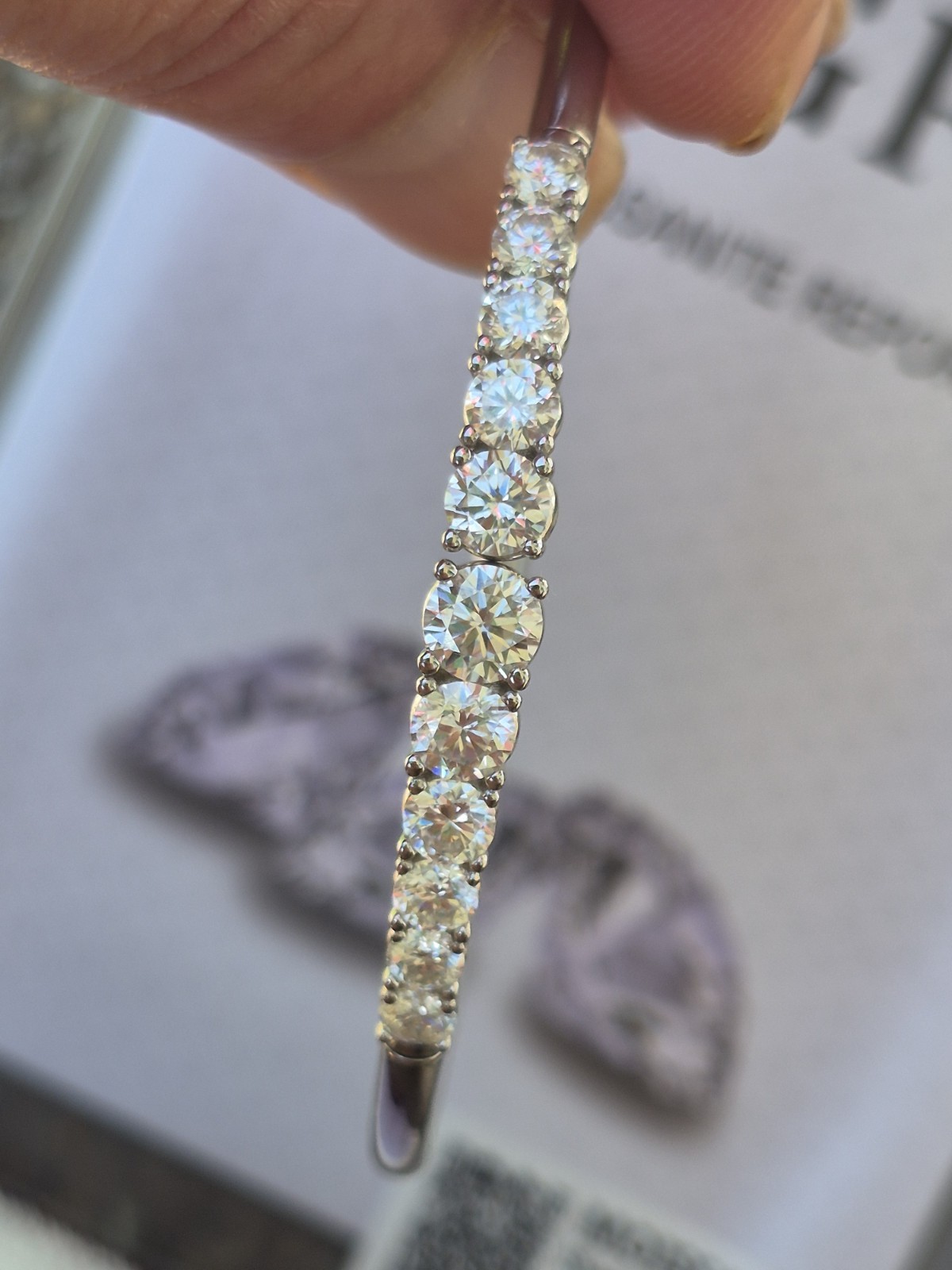 GRA Certified 3.6 Carat D VVS1 Gradient Moissanite Bangle 925 Sterling Silver
