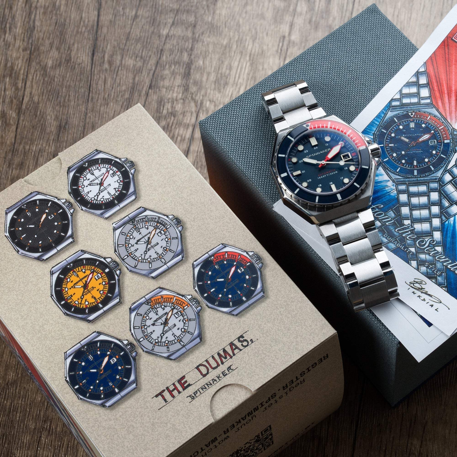 Spinnaker Dumas Blue Dial / Red / Stainless Steel | Blue Dial 44mm Japanese Auto