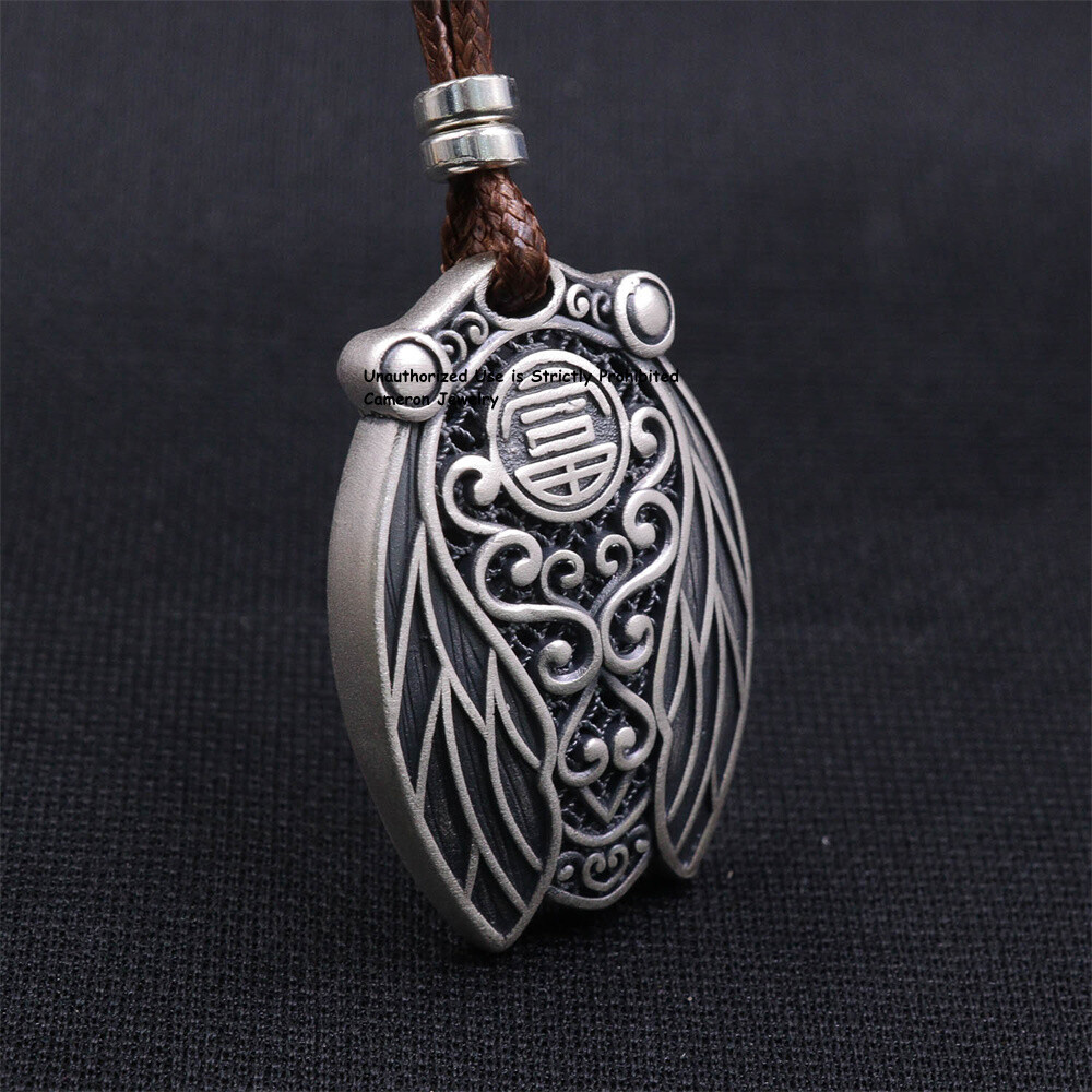 Pure S999 Fine Silver 999 Men Women Lucky Cicada Pendant 9-10g 32*22mm