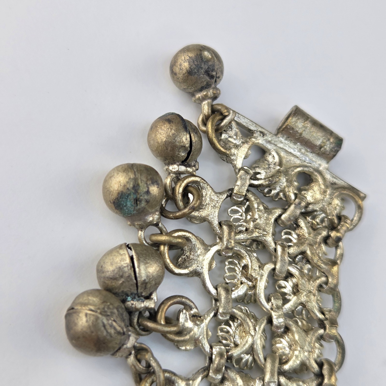 Yemenite Anklette 10.5″ Jingling Silver Tone Bells Metal With Heart Design