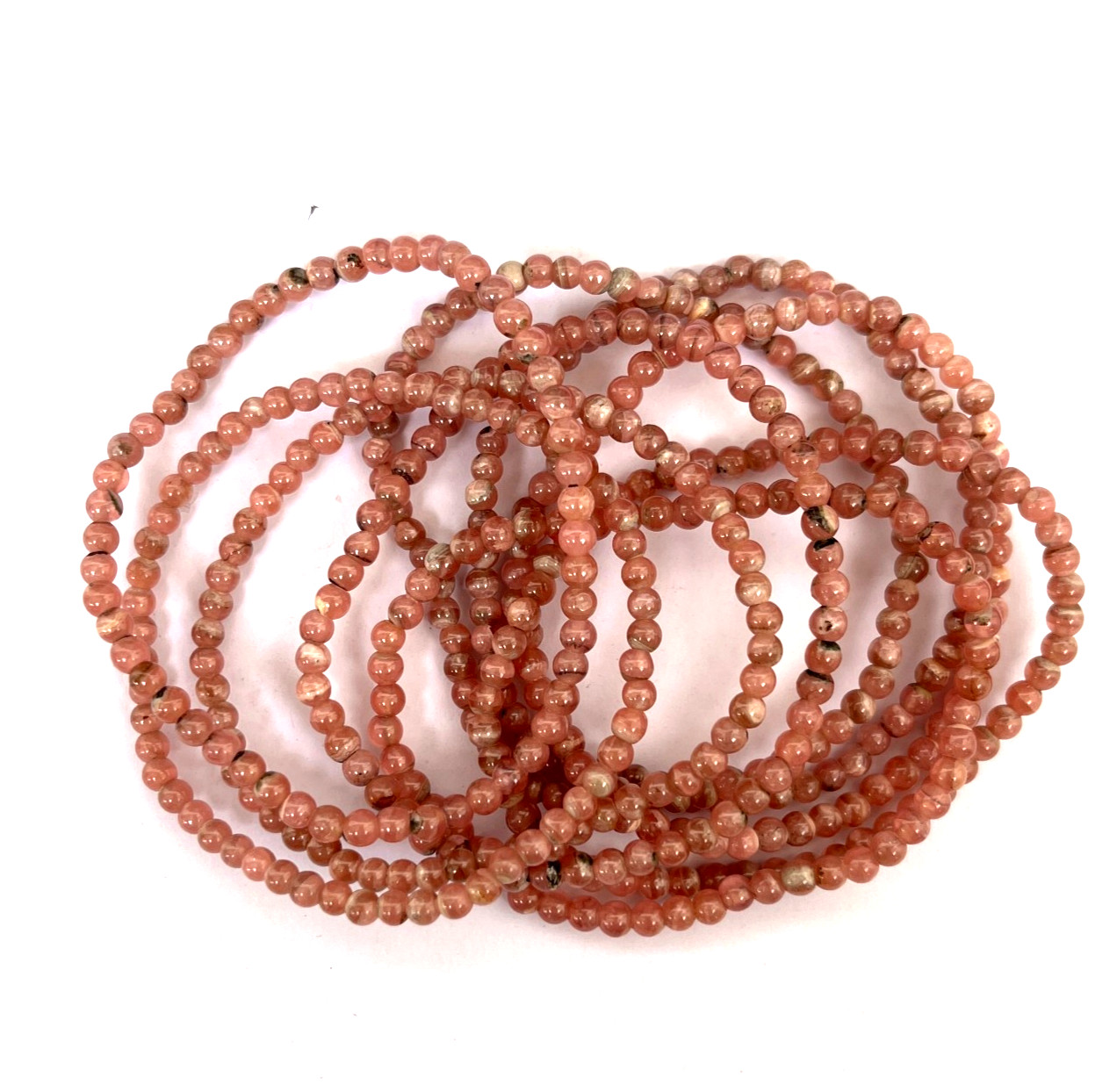 Natural Rhodochrosite Stretch Bracelet 4mm Round Bead Crystal Healing Jewelry