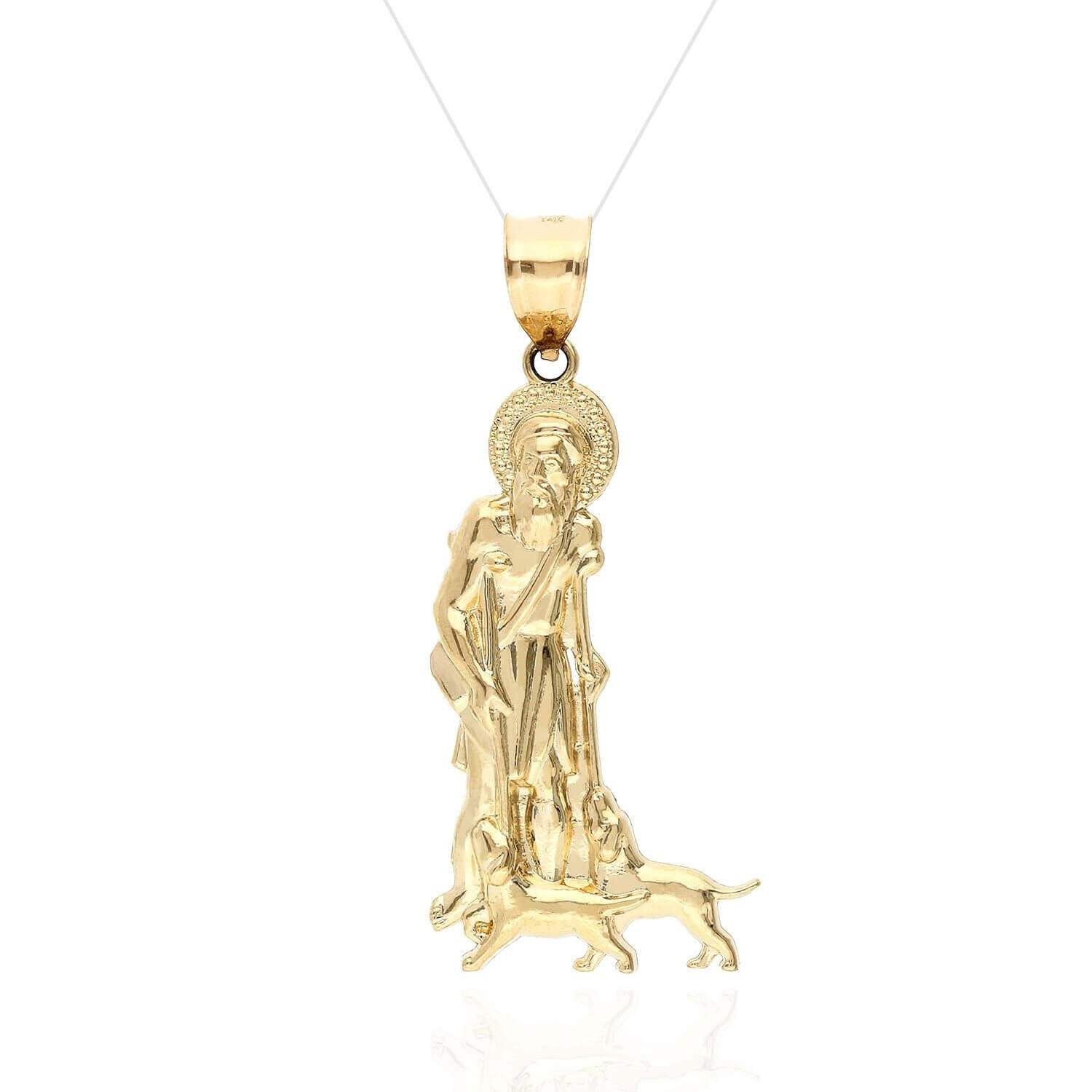 14K Yellow Gold Religious Saint Lazarus Pendant