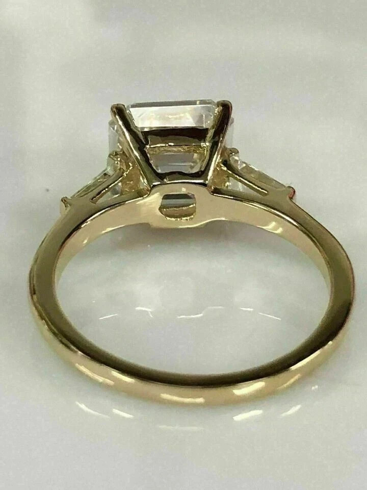 3Ct Asscher Cut Lab-Created Diamond Solitaire Women’s Ring 14k Yellow Gold Over
