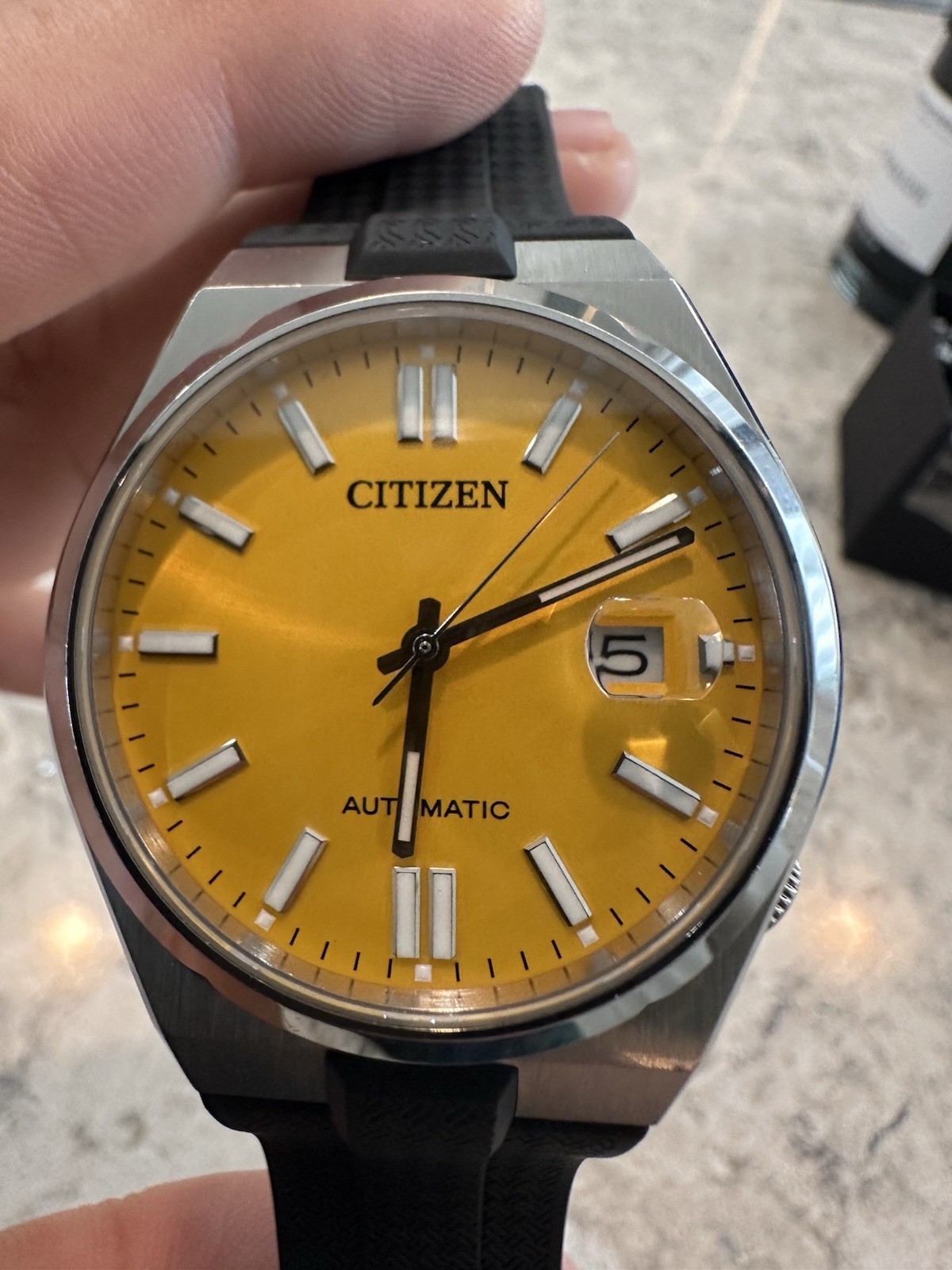 Citizen Tsuyosa Automatic Watch Yellow Dial, 40mm, NJ0150-56Z WITH RUBBER STRAP