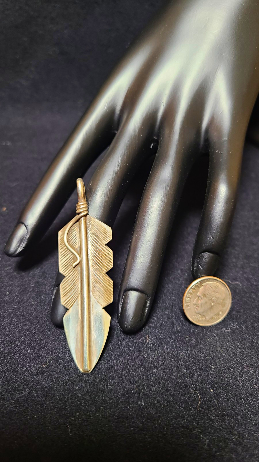 Chris Charley Navajo Sterling Silver Feather Pendant – 8.26g