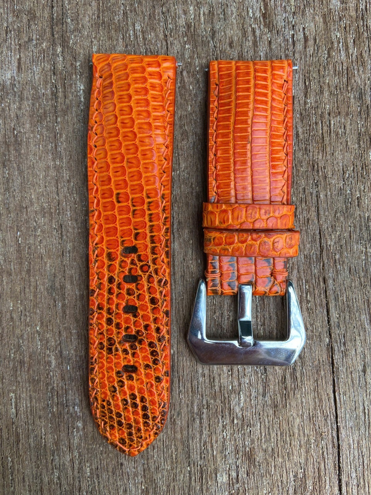 Orange Lizard Leather Watch Strap Band, Size 16mm 18mm 20mm 21mm 22mm 24mm 26mm