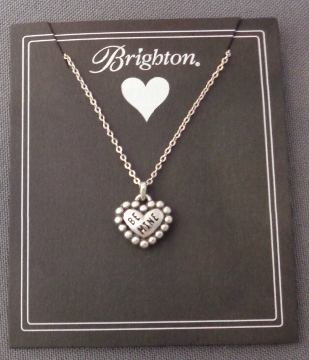 Brighton Be Mine Love Double Side Heart Pendant Necklace New on Card Retired
