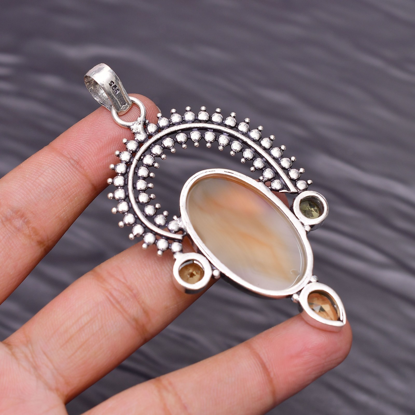 Montana Agate Gemstone 925 Sterling Silver Jewelry Pendant 2.99″