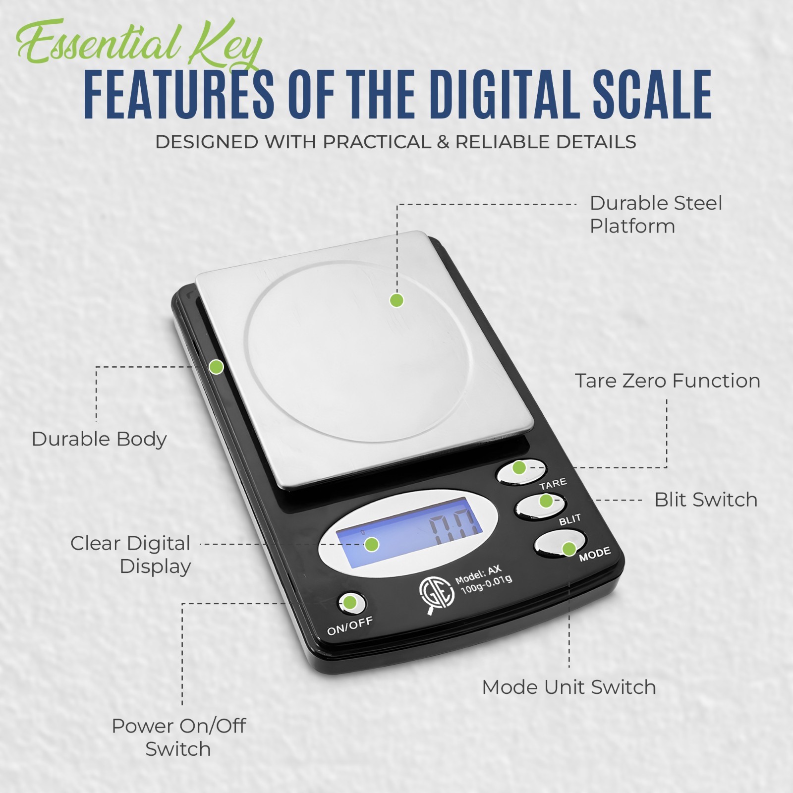 Precision Digital Pocket Scale 100g 0.01g Gram Carat Ounce Grain Jewelry Coin To